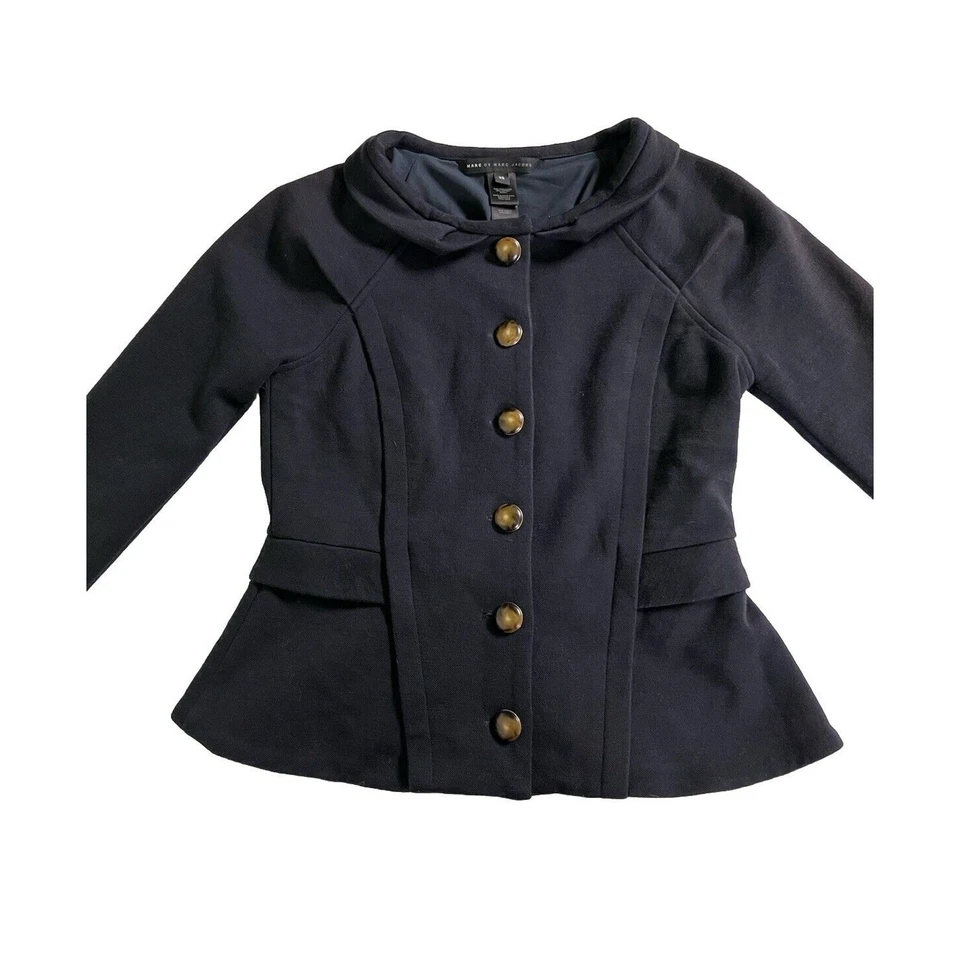 Blazer Abrigo Militar Marc by Marc Jacobs Mezcla Lana Azul Marino Talla XS Preppy Foto 4 de 4