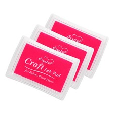 3pcs 1.5 x 2.4" Washable Finger Ink Pad for Rubber Stamps Craft, Pink