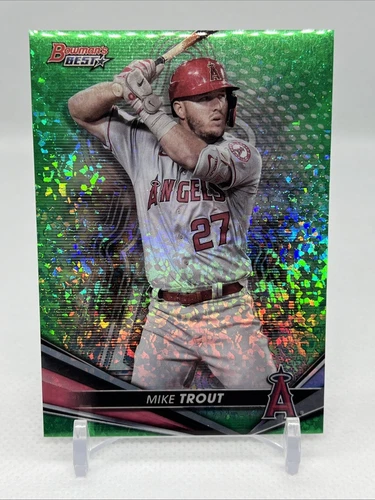 2022 Bowman's Best Mike Trout Green Mini-Diamond Refractor 81/99 #14 Angels