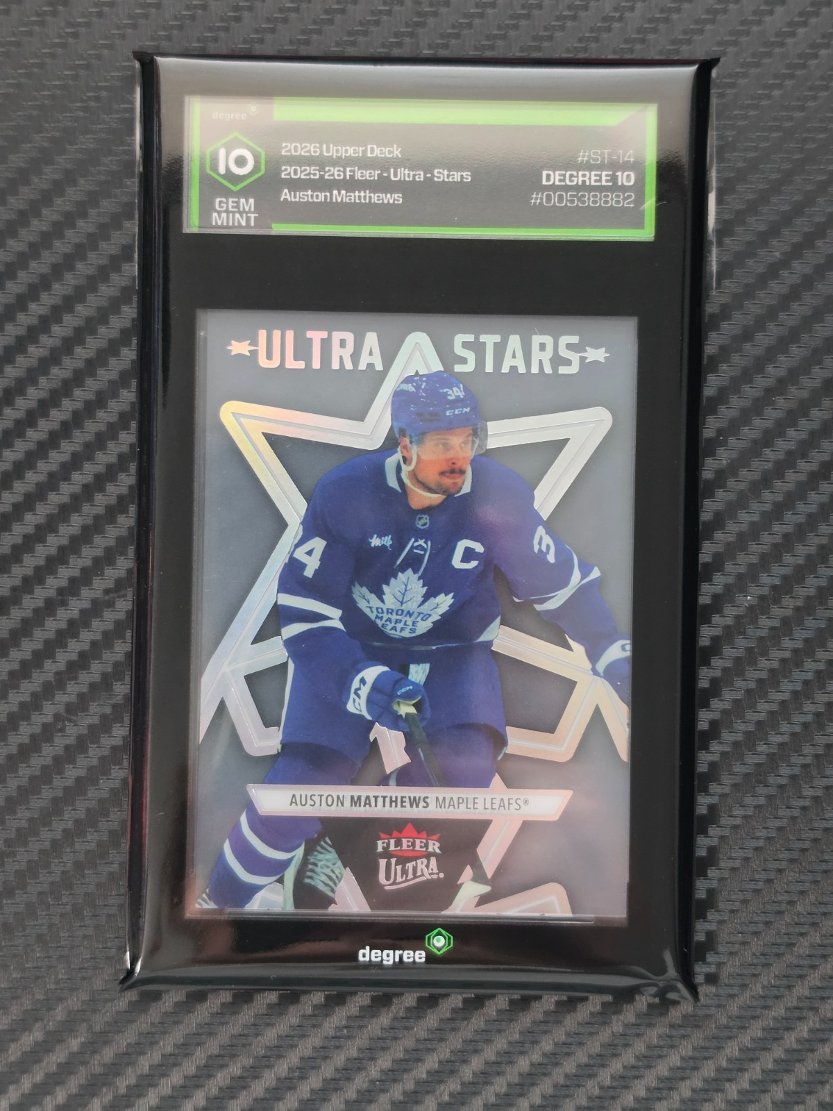 2025-26 Fleer Ultra Auston Matthews ST-14 Ultra Stars Maple Leafs Degree 10