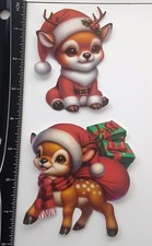 Lot of 2 Christmas Santa Cap Reindeer Bag Gift SINGLE LAYER Embellishments 757