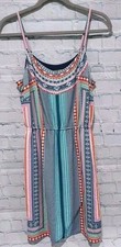 Gianni Bini Faux Wrap Dress Spaghetti Strap Lined Print Stripe S