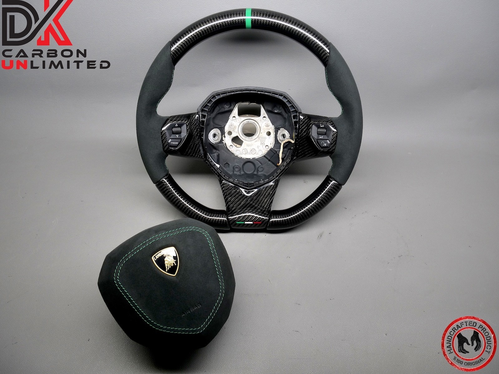 Lamborghini Aventador LP700 LP750 Green Ring Alcantara Carbon Steering Wheel v4