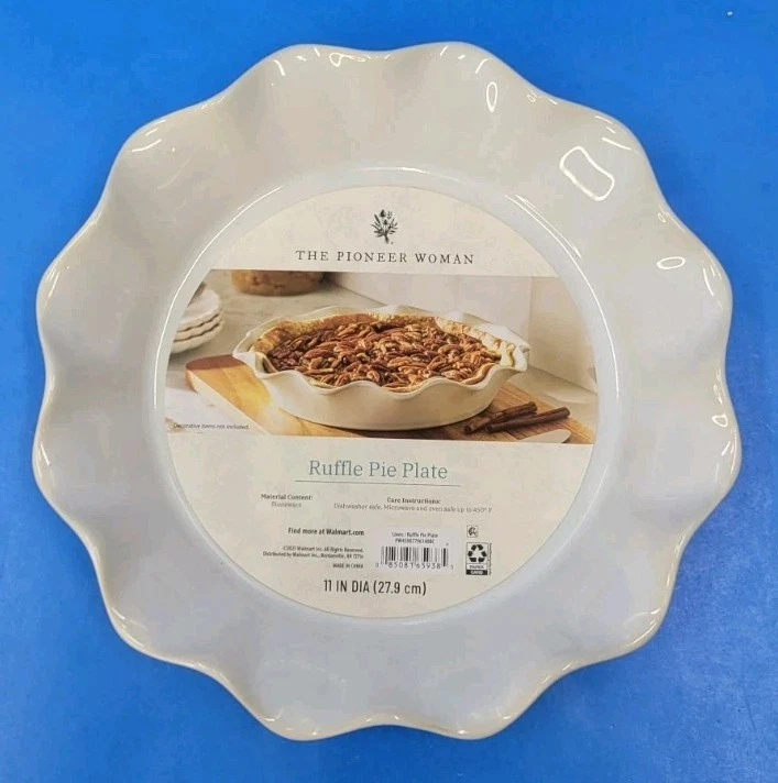 Pioneer Woman Stineware Ruffle Pie Plate Linen 11 Inch Diameter Microwave Safe