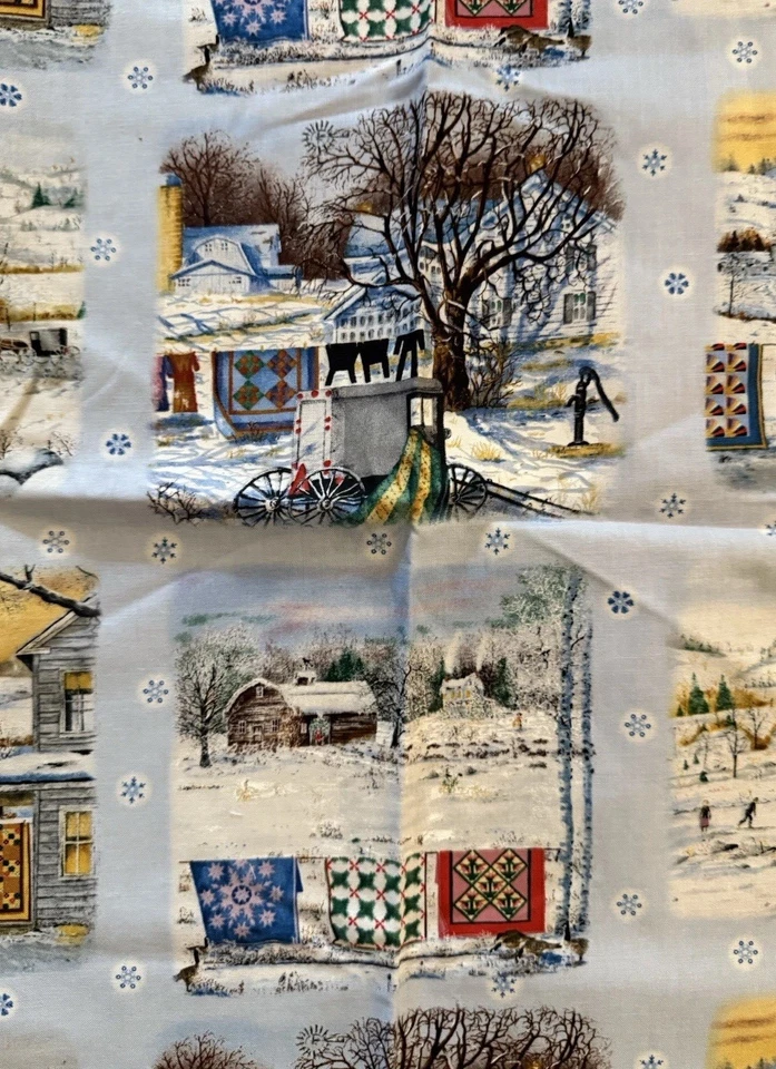 Diana Phalen For Elizabeth's Studio Cotton Fabric Winter House Scene 23 x 43” - Image 2 of 3