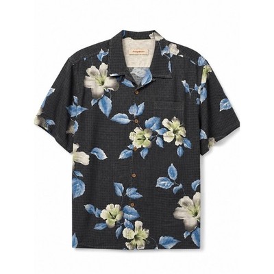 Tommy Bahama Men's M 100% Silk Floral Camp Shirt Tropical Resort Aloha Loop