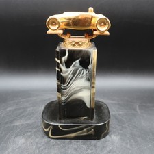 Vtg 1950s Bakelite Automotive Midget Brass Car Racing Trophy Marbled Black