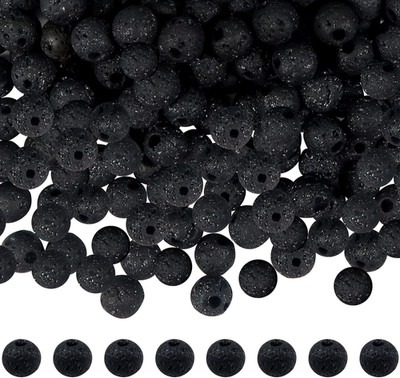 580 Stück Lava Perlen Natürlich Schwarz 8mm Runde Lose Perlen Energy Stone für S