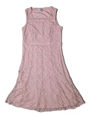 Nightingales Lace Midi Dress UK 14 Pink Sleeveless A Line Womens Lined