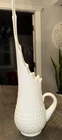 Vintage LARGE Fenton Milk Glass Hobnail Swung Vase Pitcher 19” MCM glass Vase
