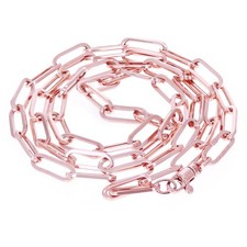Italian 14k Rose Gold Hollow Paper Clip Link Chain Necklace 24" 4.9mm 8.5 grams