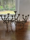 Vintage Brutalist Brass Hanukkah Menorah Wainberg Israel Artist 1950s -60s — photo 1