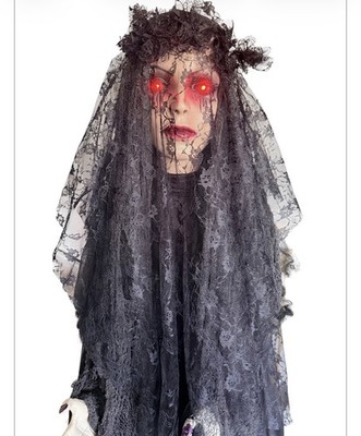 Mourning Glory Halloween Prop Light Up Red Eyes Ghost Bride Standin 5.5ft Decor
