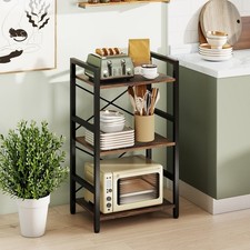 3-Tier Bookshelf w/Metal Frame and Wooden Racks for Living Room, Study