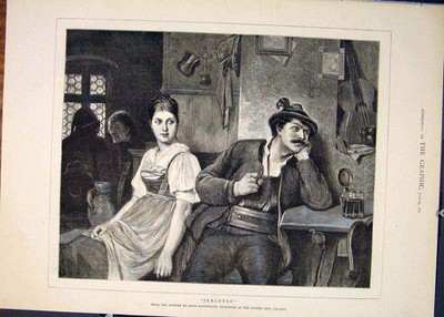 Alter antiker Druck Eifersucht Kauffmann Dame Herr Eifersüchtig Fine Art 1882 19.