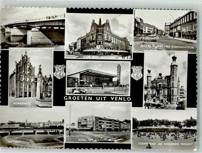 38255479 - Venlo Maasbruecke Roemerhaus Denkmal Viadukt Bahnhof Cafe National