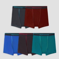 fruit of the loom Boys 5 Pc boxer Briefs Multicolor Underwear L 12-14 Stretch