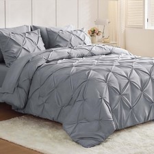 Full Size Comforter Sets 7 Pieces - Bed in a Bag Full for All Season, Pintuck...