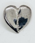 Vintage Sterling Silver .925 Heart Shaped Pendant w/ Rhinestones 9.3g Total