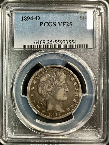 1894 O Barber Half Dollar - PCGS VF25 - Very Tough Early Date - Problem-Free!