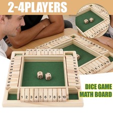 Shut The Box Dice Game Wooden 4 Sided Classic Family Math Game US STOCK