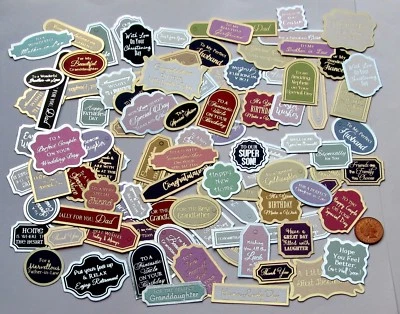 Hunkydory 50 Foiled Sentiments Male Female Mix Card & Scrapbook Toppers