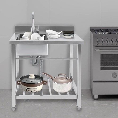 Lavello cucina 55x80 cm lavello 1 vasca destra gastronomia lavabo acciaio inox - Foto 16 di 19