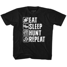 Kids Monster Hunter Hunt Repeat Black Gaming Shirt