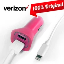 NEW Verizon Pink Car Charger and/or Data Cable for iPhone 14/13/12/11/X/XS/XR/SE