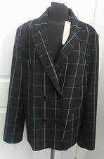 ** New Regina Pyo (label Mix Next Exclusive) Black Checked Blazer Size Uk 16 **