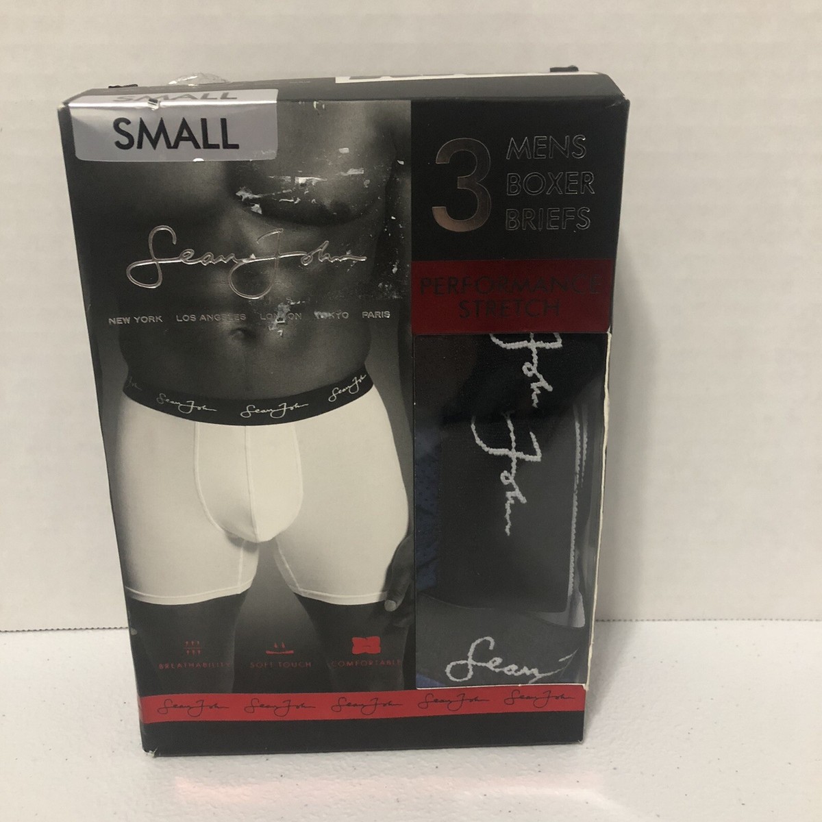 Sean John Men's Performance Boxer Briefs 3 Pack Logo Dri Fusion