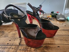 Pleaser Dancer Heels Black And Red Size 10 7" Heels