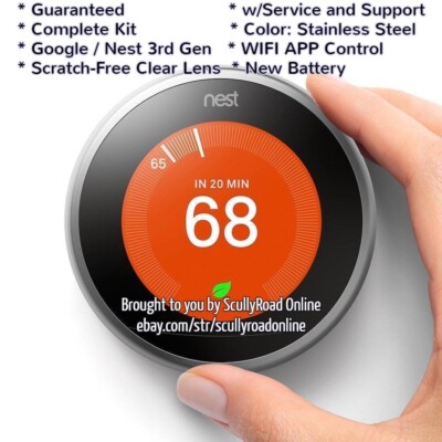 Google Nest 3rd Generation Learning Thermostat T3007ES Stainless