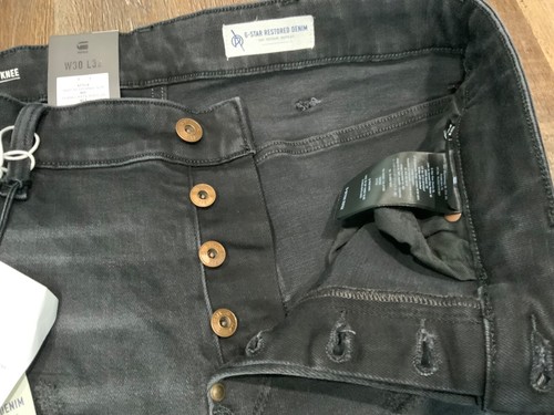 G-Star RAW 5620 3D Zip Knee Slim Jeans Nero Black Stretch Denim Sz 30 x 32 - Picture 4 of 9
