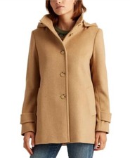 Ralph Lauren Womens Camel Hooded Walker Coat, Size Us 3x