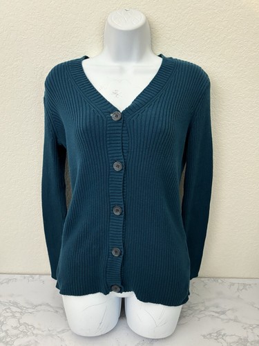 Petite Simply Vera Wang Damen-Cardigan blau Knopfleiste Large Petite PL A1