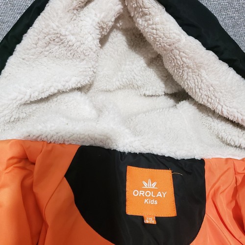 Excellent OROLAY Kids Black Zip Quilted Puffer Down Winter Coat Hooded 6-7Y - Picture 15 of 18