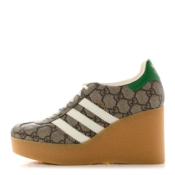 Baskets compensées GUCCI X ADIDAS GG Supreme Monogram Gazelle authentiques neuves, taille 38