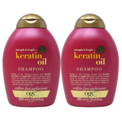 Pack of 2x OGX Strength & Length + Keratin Oil Anti-Breakage Shampoo, 13 Oz