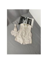 WILVORST Mens Set Waistcoat, Tie and Pocket Cream Size 46
