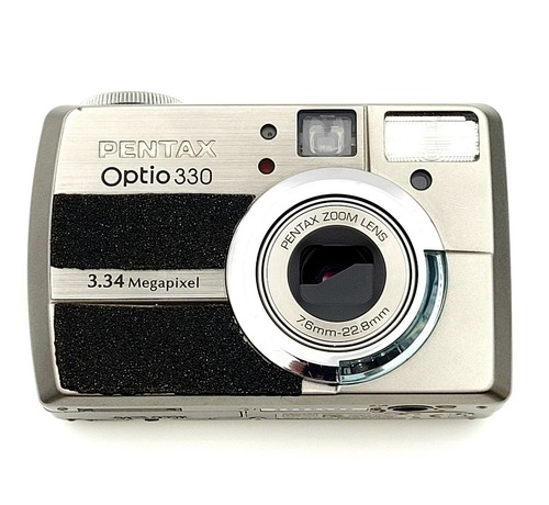 Pentax Optio 330 3.34 MP Digital Camera Silver 2 W/ Batteries Parts or Repair