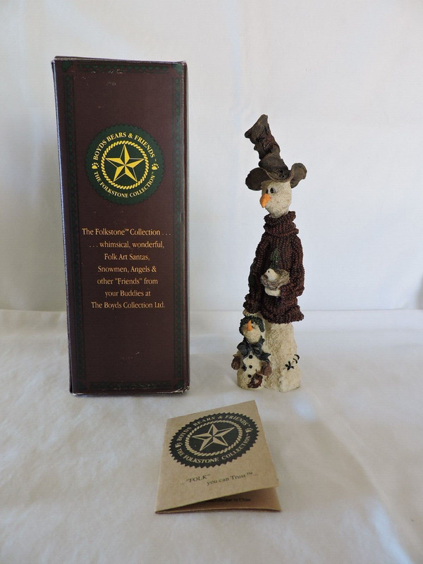 Chilly & Son with Dove Boyds Bears Snowman Figure with Original Box and Tag