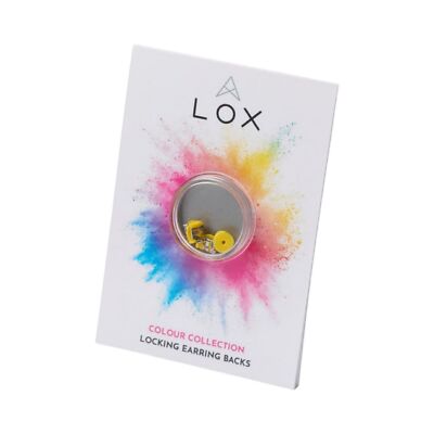 Secure Clasp Hypoallergenic Earrings LOX. Yellow Color. 2 Pairs