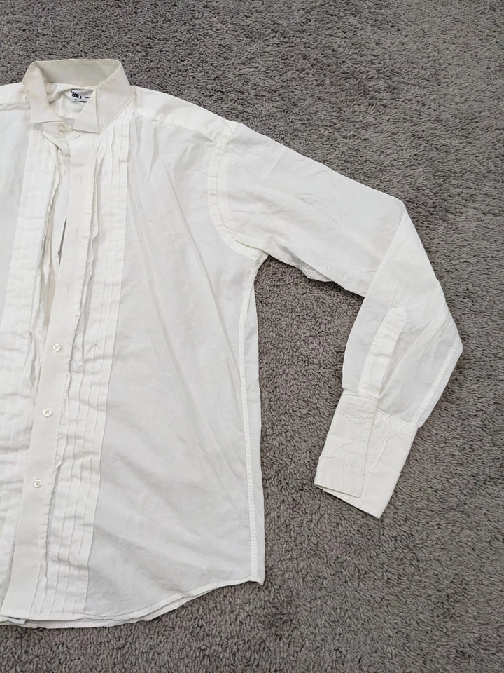 Bill Blass Tuxedo Shirt Mens 15.5/35 White Button Up French Cuff Made in USA - Image 2 of 4