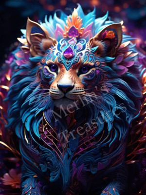 Ethereal Lion Cat- Digital Image Picture Photo Desktop Wallpaper Background