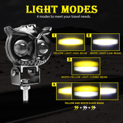 3"in LED Work Light Bar Owl Lamp White&Amber Strobe Flash For Can-Am Maverick X3 - Picture 2 of 8