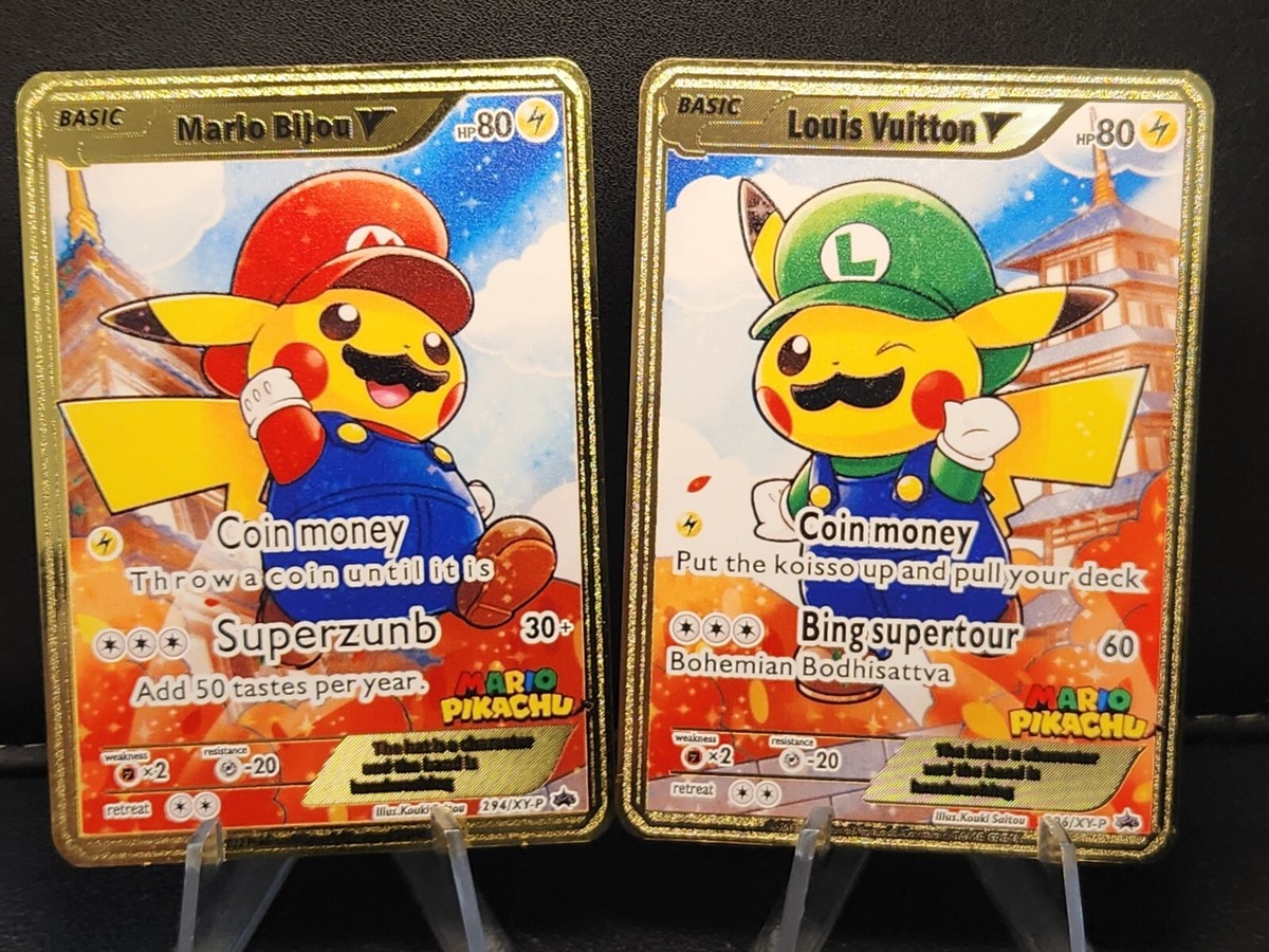 Pikachu Mario & Luigi CUSTOM Made Metal Card Collectible