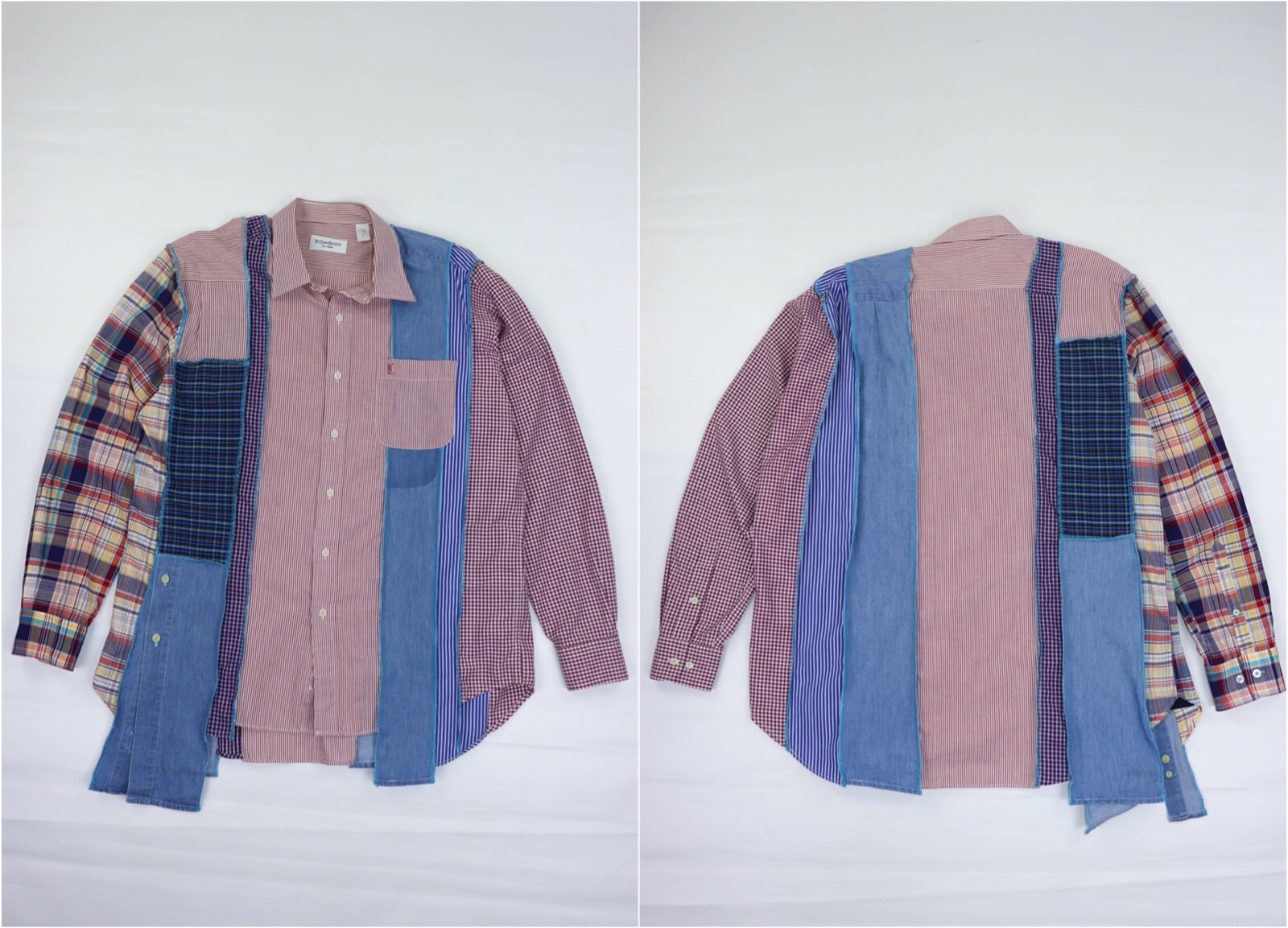 Camicia personalizzata taglio ricostruito Yves Saint Laurent multicolore vestibilità asimmetrica S M