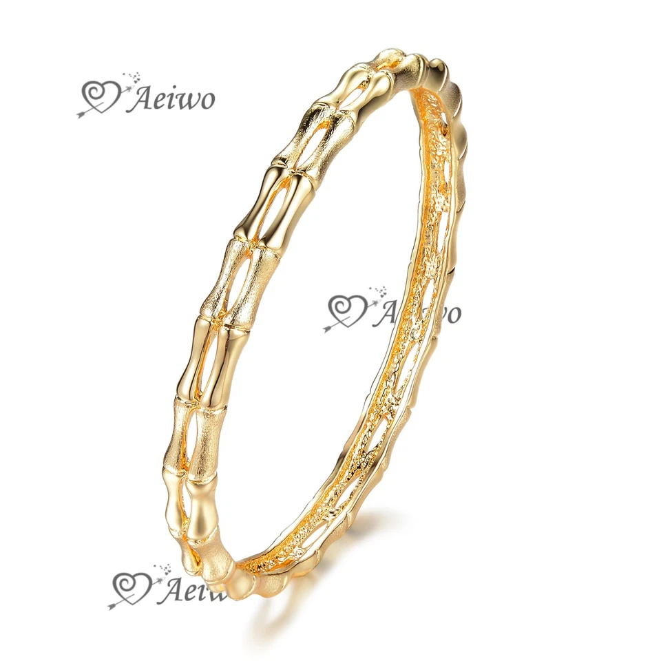 18K 18CT YELLOW GOLD FILLED SLIP ON LADY WOMENS BRACELET DOUBLE BONE BANGLE Foto 3 de 3