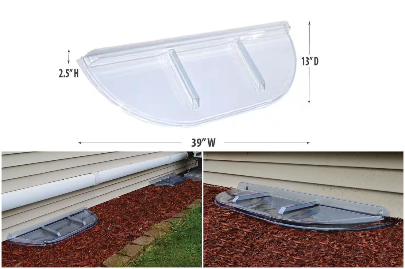 EconomyStraightFlatWindowWellCover39"Wx13"Dx2.5"H1/12"Thick,Clip